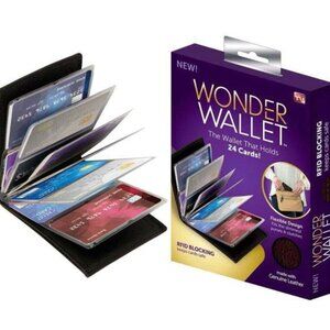 Wonder Wallet as seen on tv RFID blocking LEATHER CARBON FIBER Mens Wallet Purse